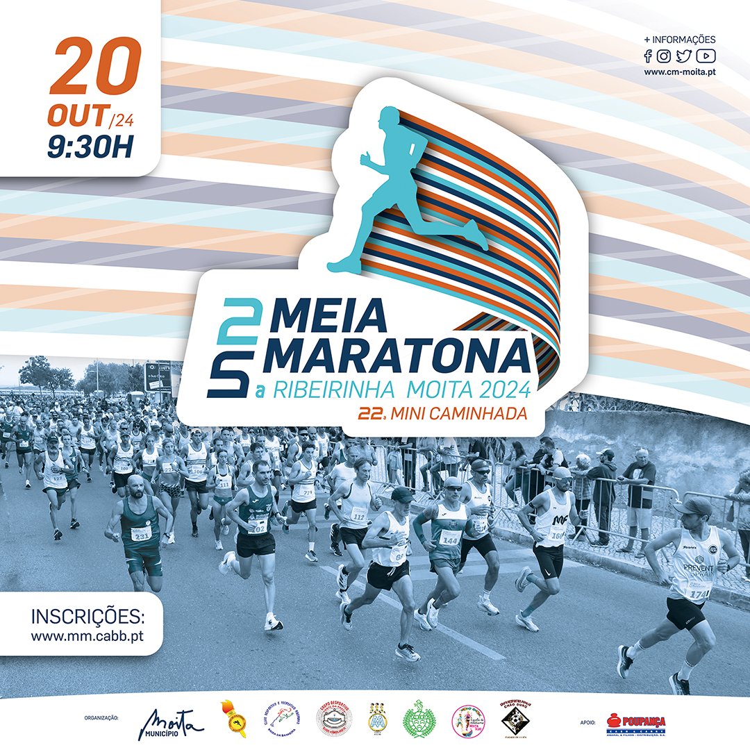 Estão abertas as inscrições para a 25ª Meia Maratona e 22ª Mini/Caminhada Ribeirinha Moita 2024
