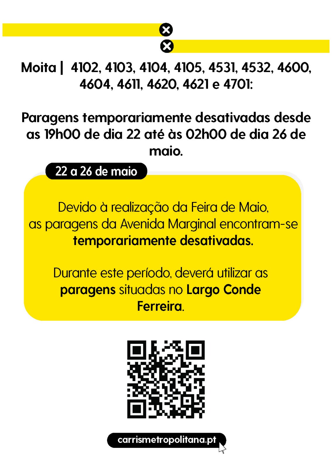 Atenção! Durante a Feira de Maio há paragens suspensas!