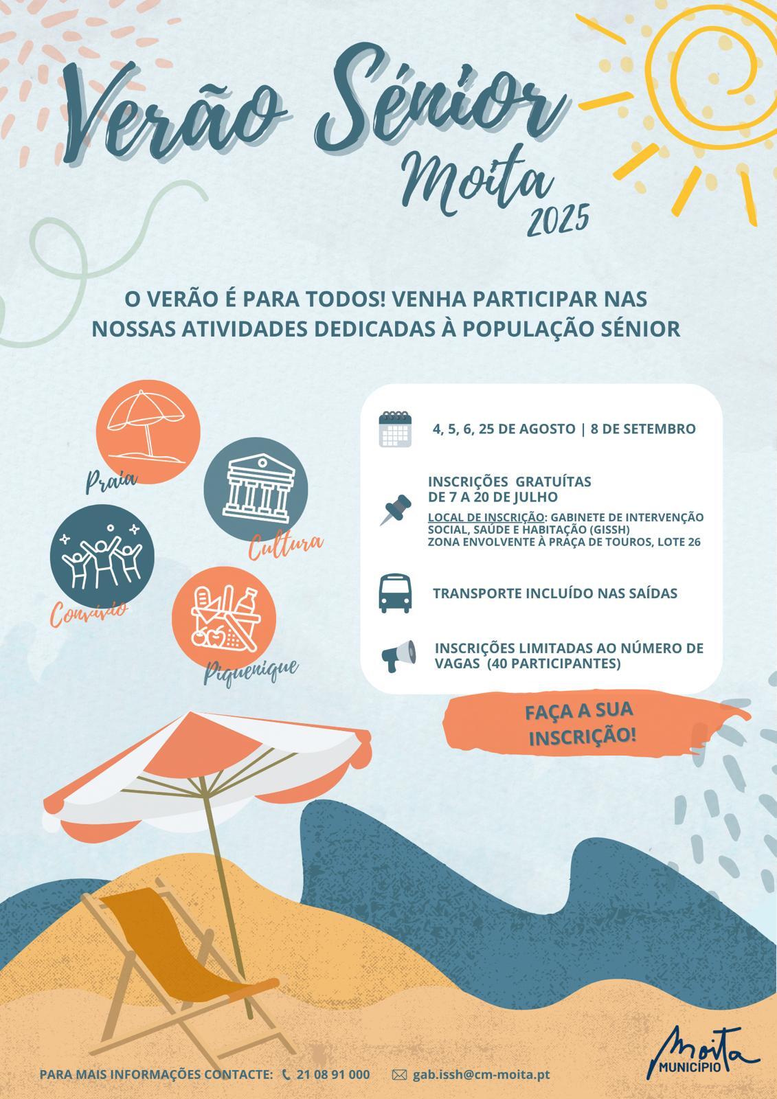 Prepare-se para o Verão Sénior Moita 2025 - Inscrições abertas até ao dia 20 de julho