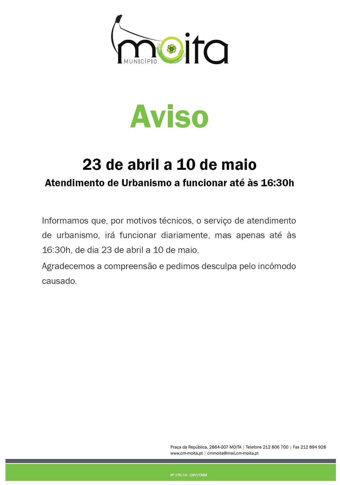 urbanismo 23 abril a 10 de maio
