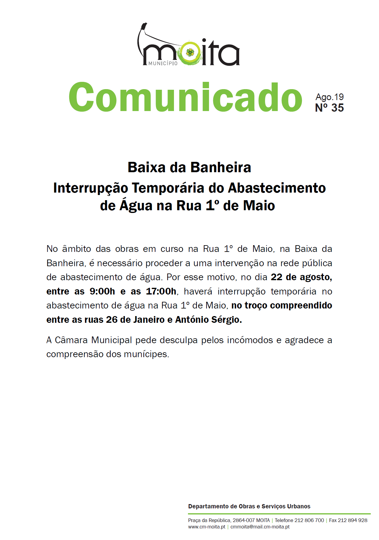 1 de maio abastecimento de agua 22 agosto