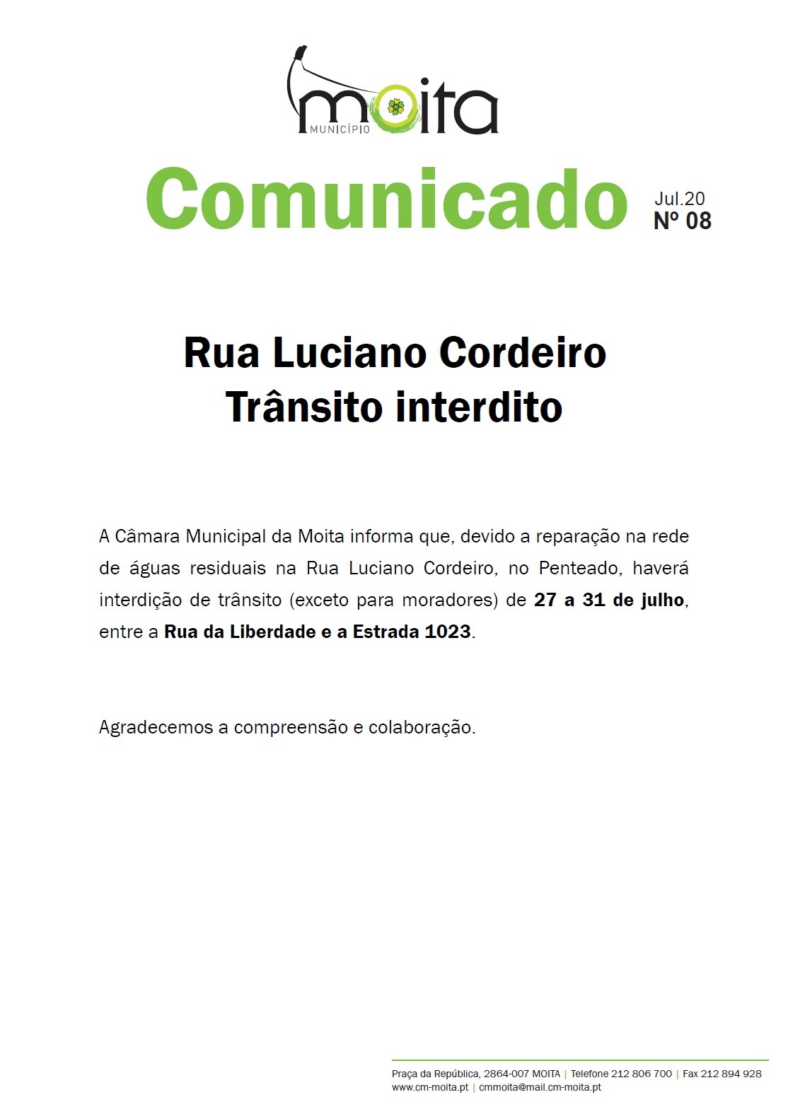 rua luciano cordeiro transito interdito