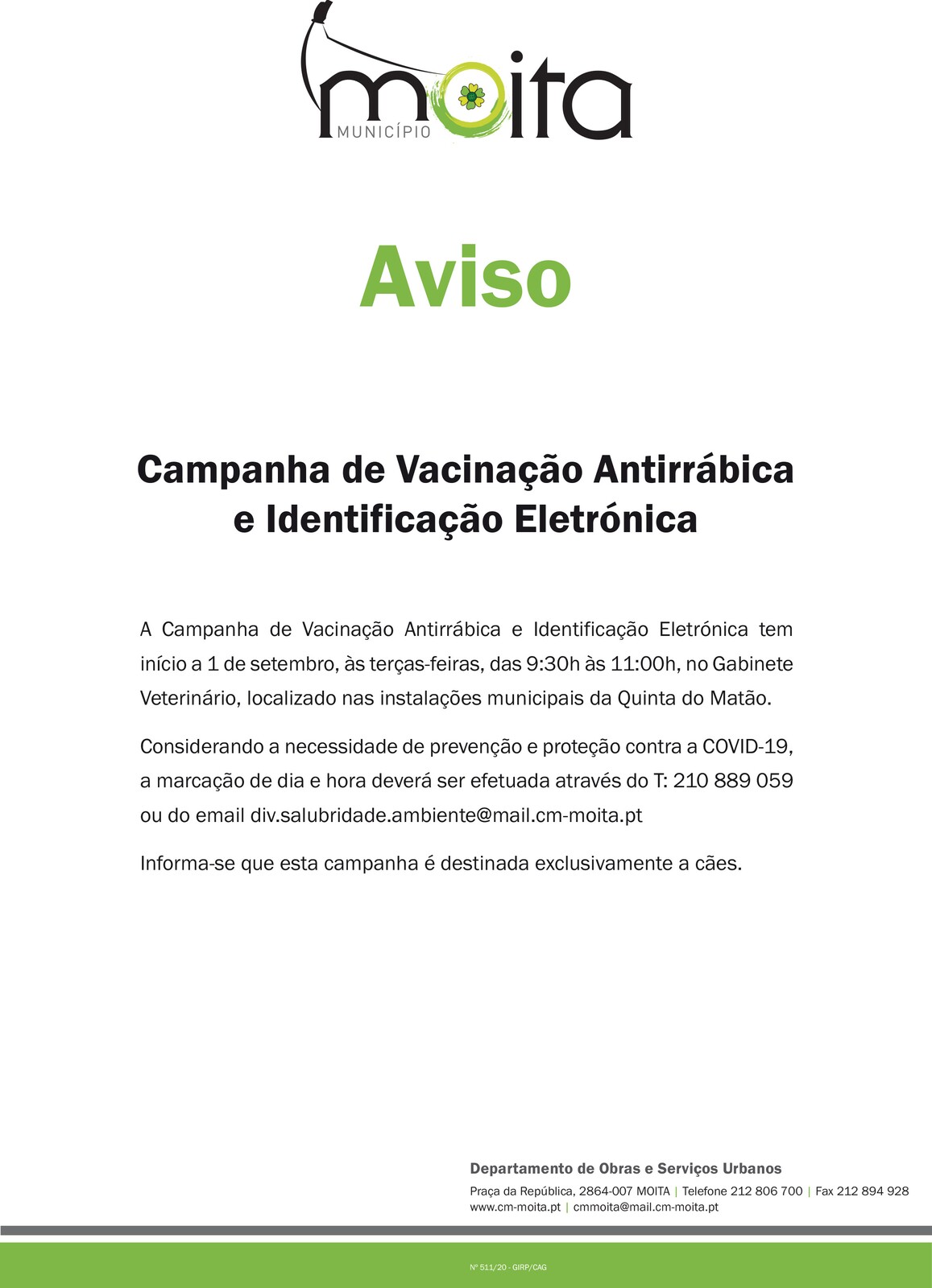 Vacina&ccedil;&atilde;o antirr&aacute;bica AGOSTO