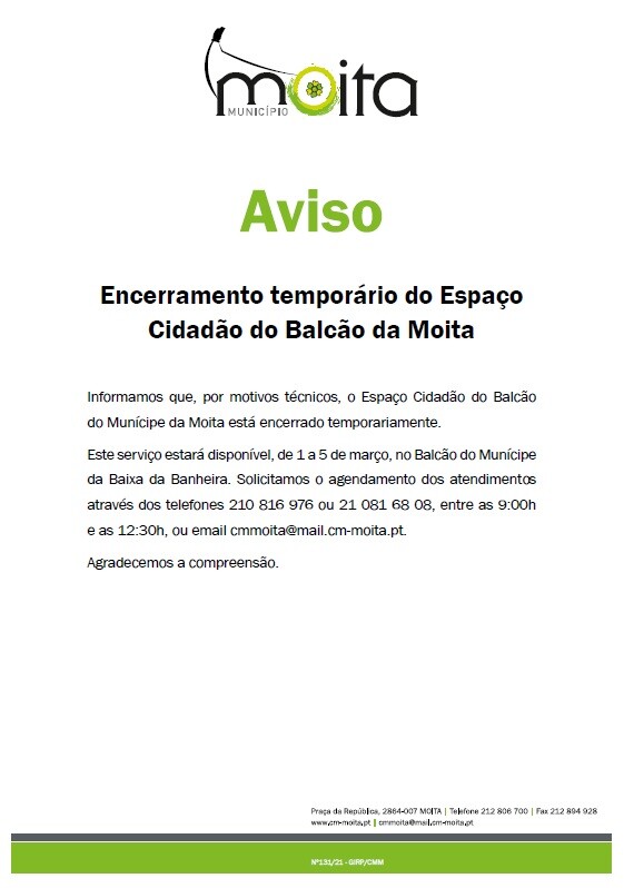 aviso balc&atilde;o moita 1 a 5 mar&ccedil;o