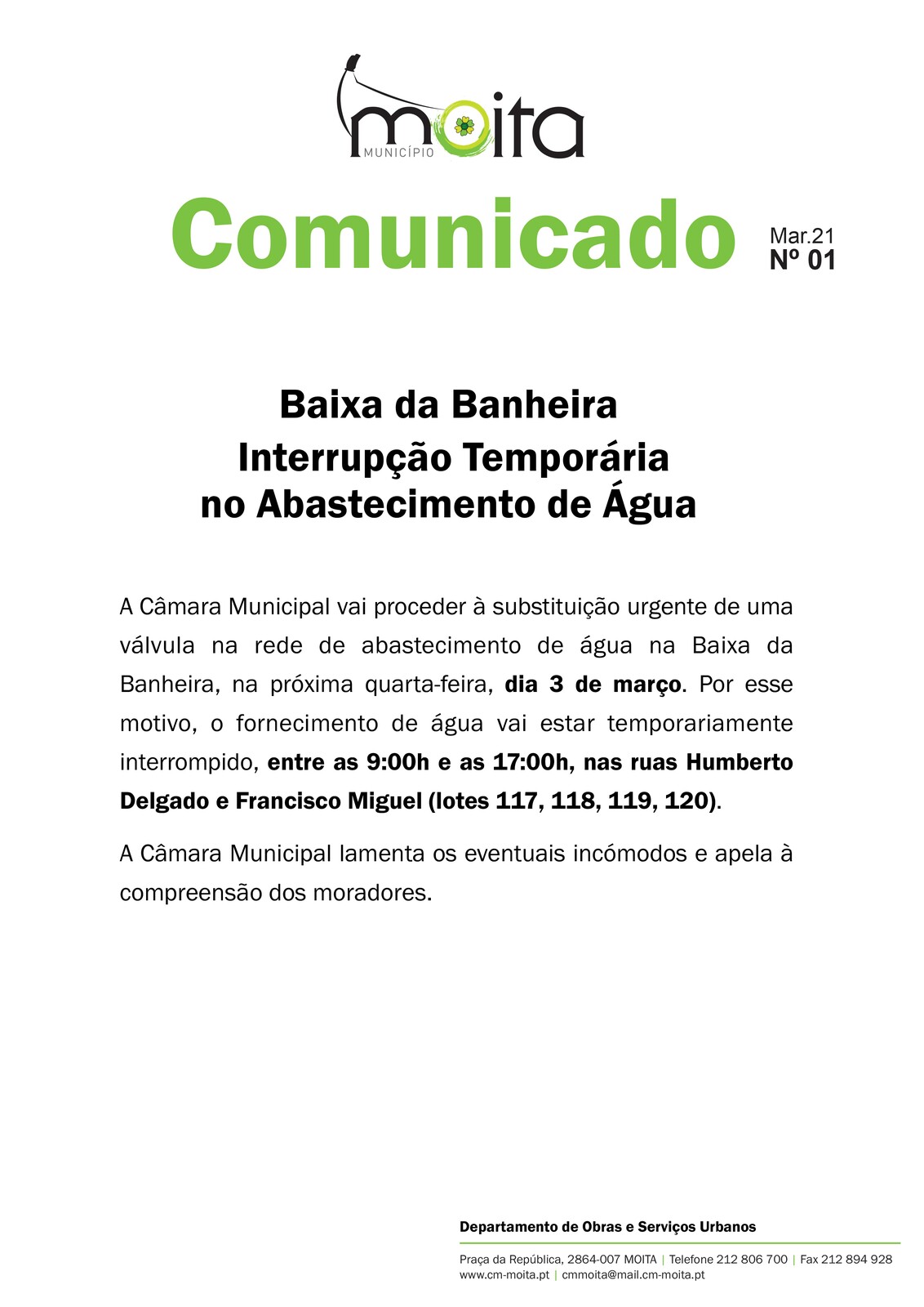 INTERRUP&Ccedil;&Atilde;O TEMPOR&Aacute;RIA ABASTECIMENTO &Aacute;GUA BB