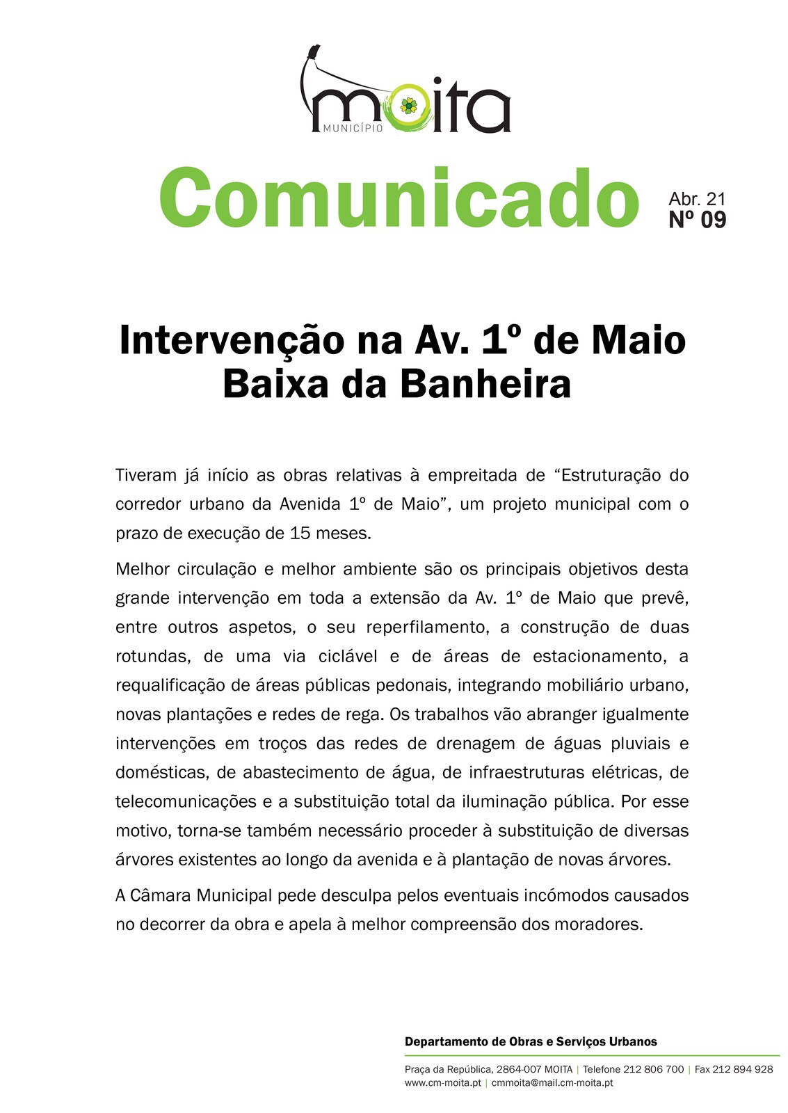 Interven&ccedil;&atilde;o na Av 1&ordm; de Maio