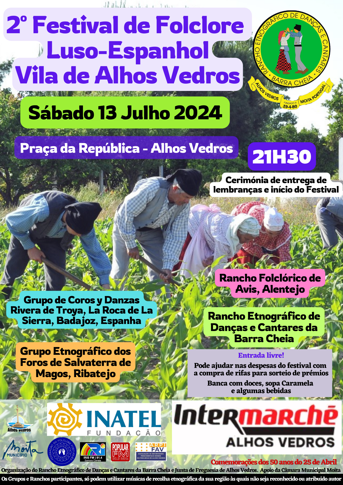 Cartaz 2&ordm; Festival de Folclore  Vila de Alhos Vedros