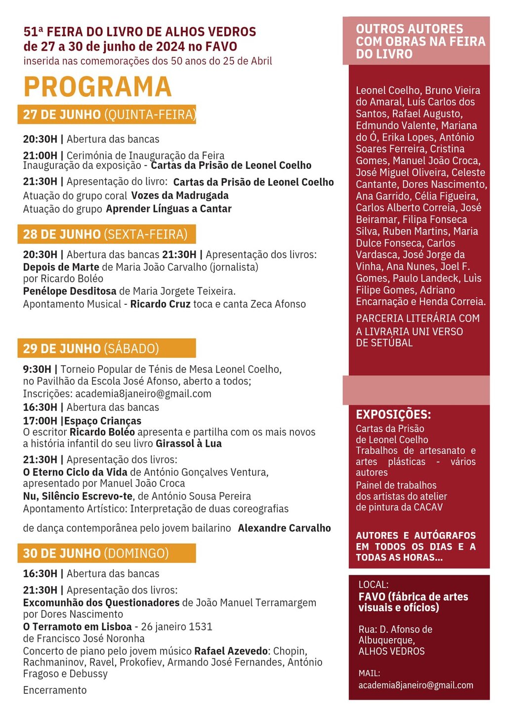 programa feira do livro