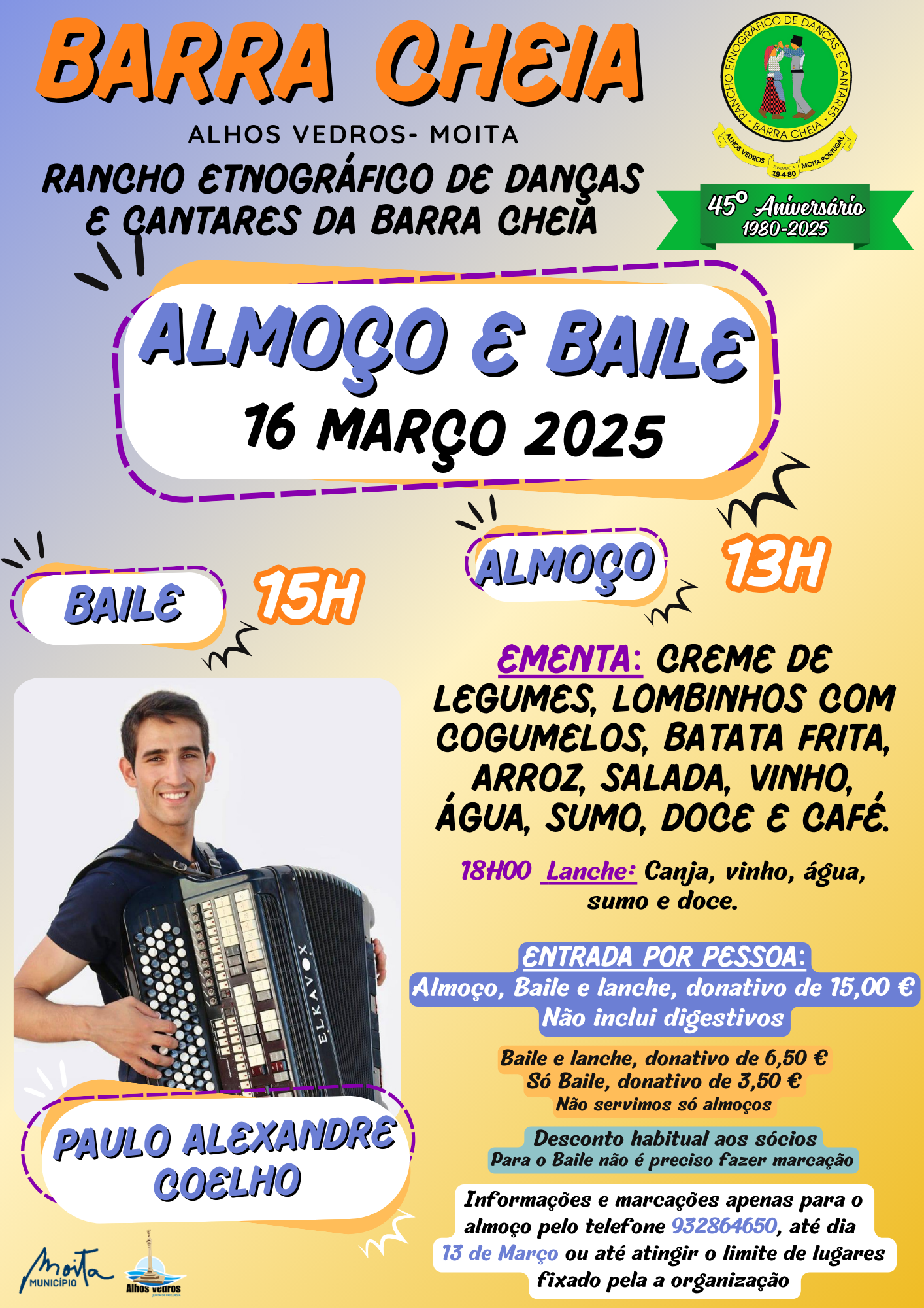 Cartaz Almo&ccedil;o e  Baile 16 Mar&ccedil;o 2025